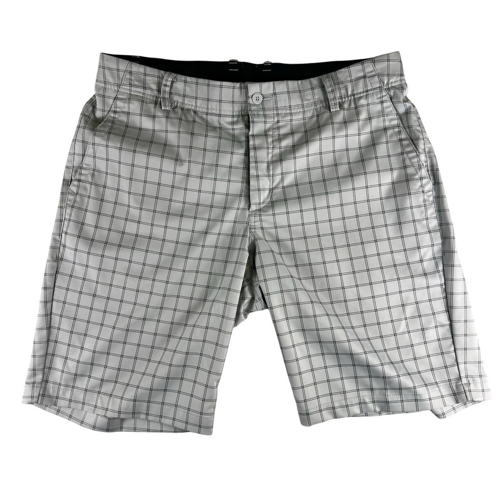 Nike Golf Dri Fit Shorts Mens 34 Gray Plaid Standard Fit Performance